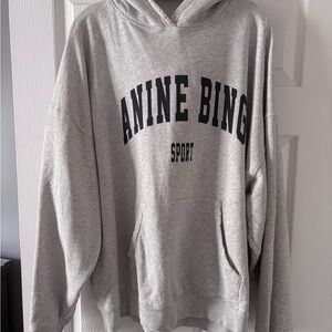 Anine Bing Light Gray Cotton Hoodie